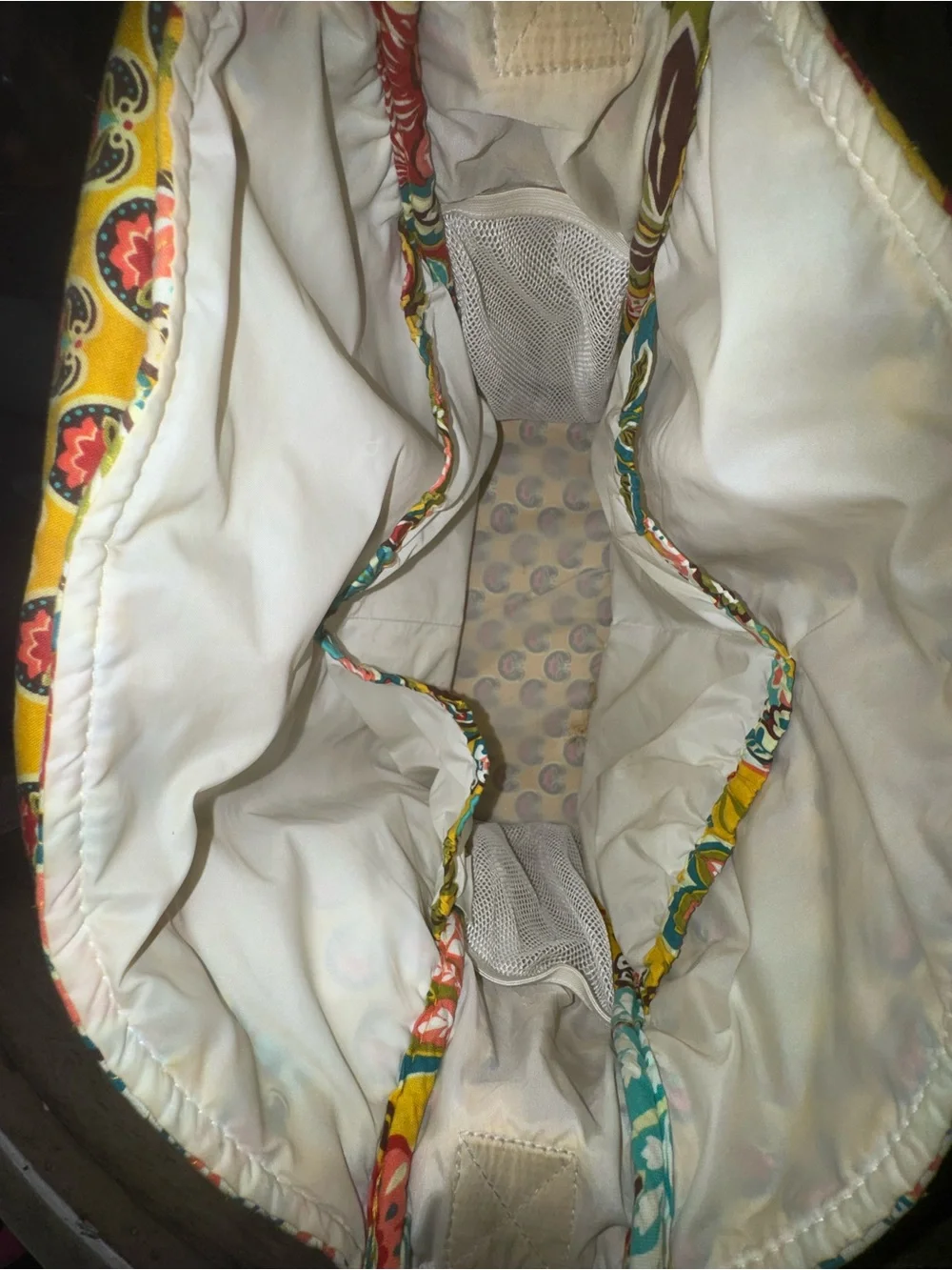 Vera Bradley Yellow Floral Quilted Shoulder Bag with Multicolor Print-0082